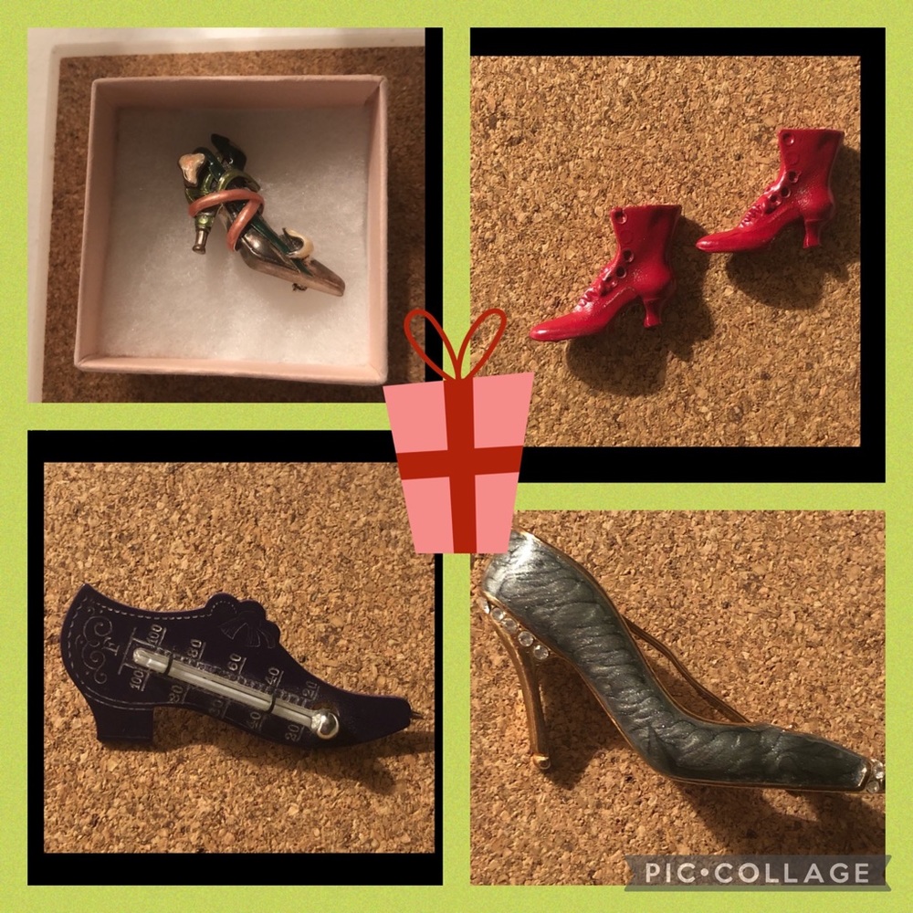 Kenneth J Lane Sterling Shoe Pin - Bundle of 3 pins & miniature red booties!